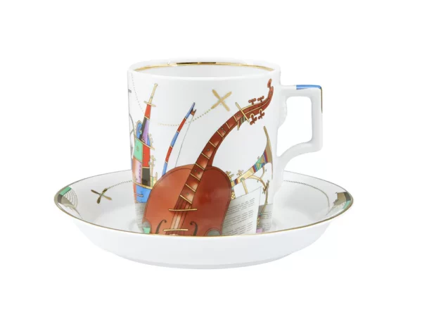 Teetasse mit Untertasse "Musikinstrumente"