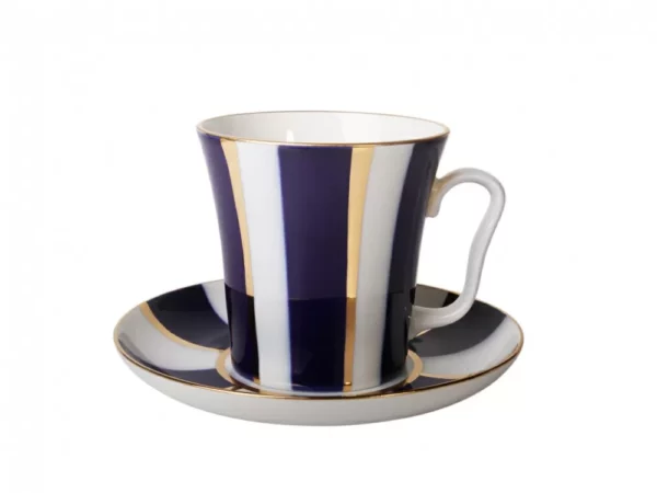 Cup with saucer "Cobalt stripes" on the mold "Leningrad"