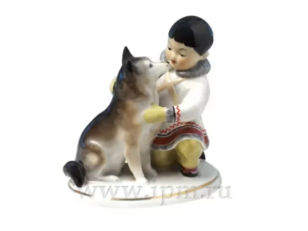 Skulptur " Yakut mit einem Hund"